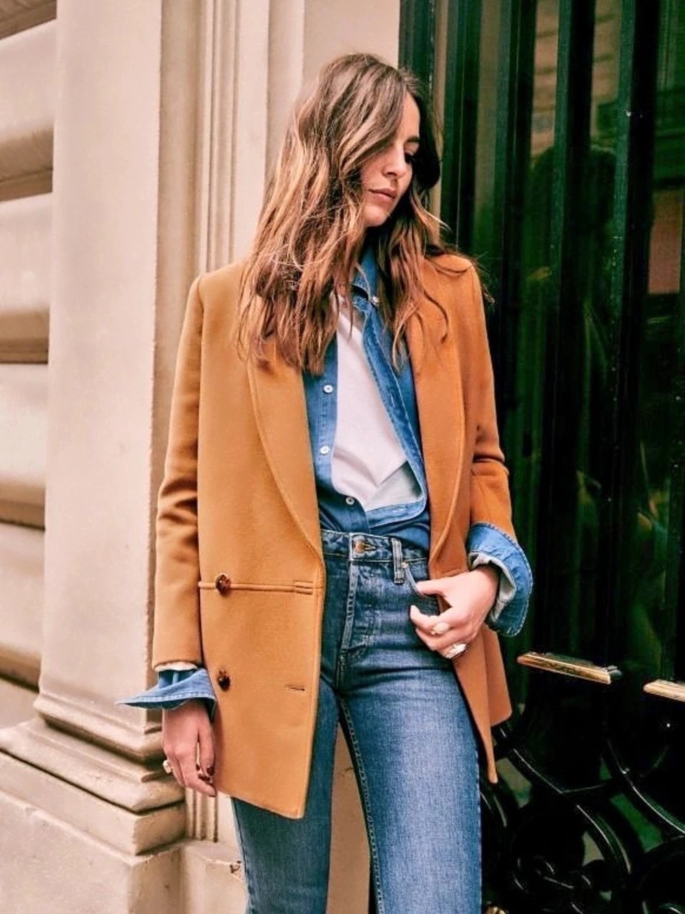 Sézane James Brown Pea Coat